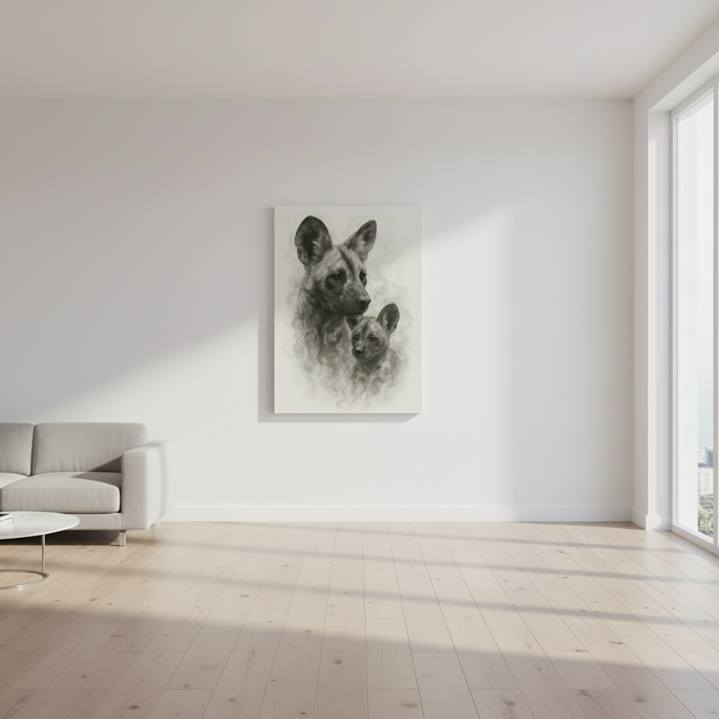 African wild dog and pup Canvas