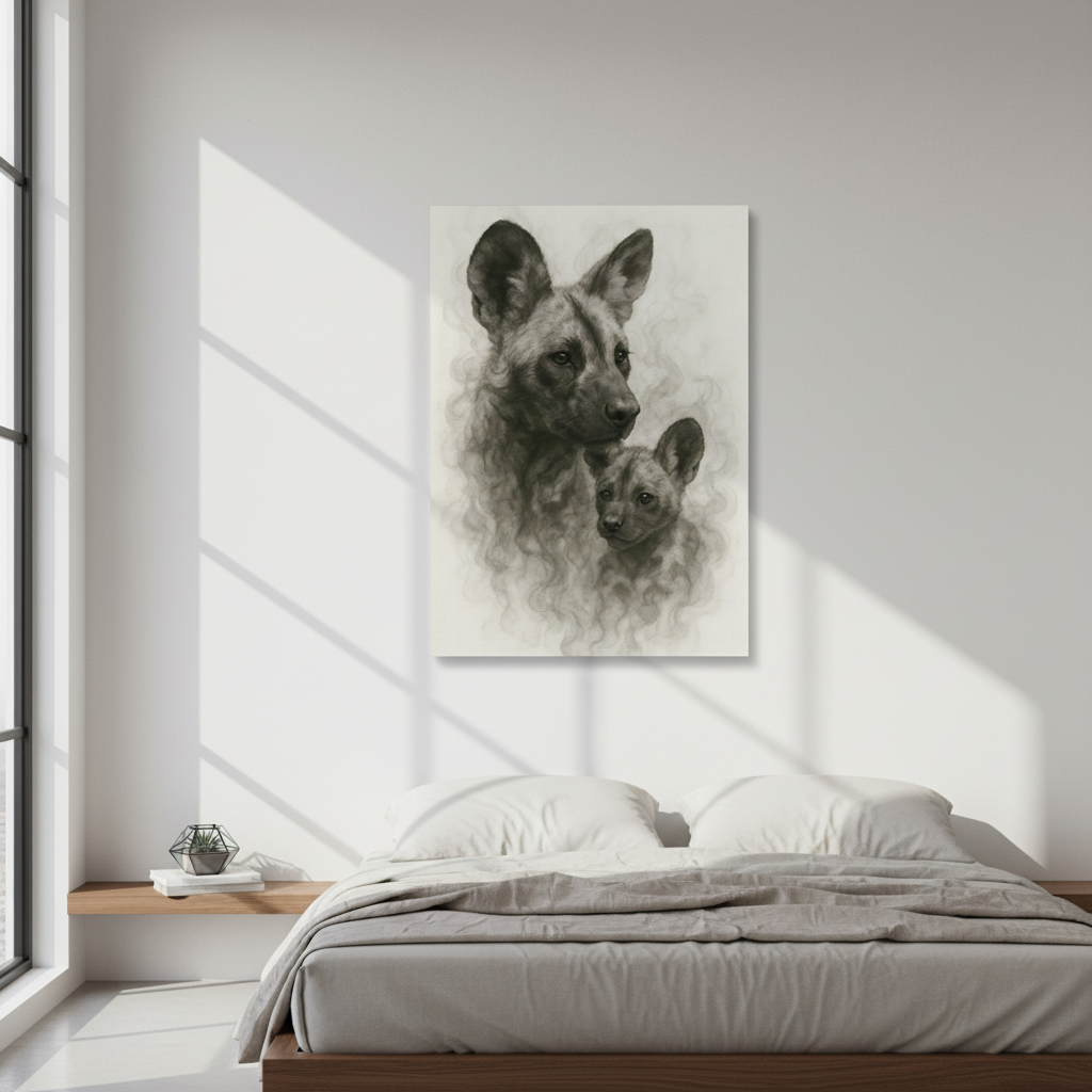 African wild dog and pup Canvas