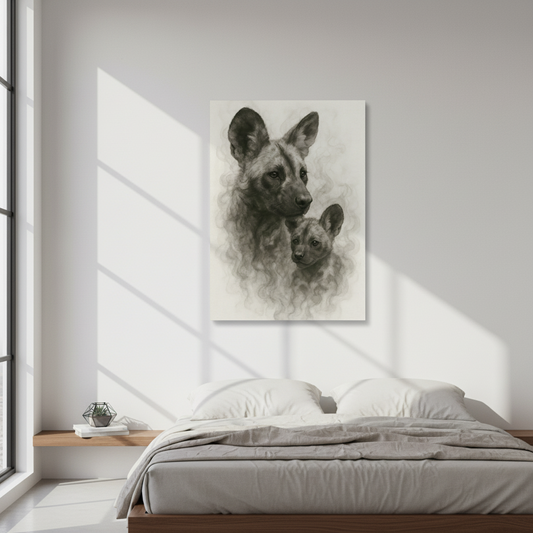 African wild dog and pup Canvas