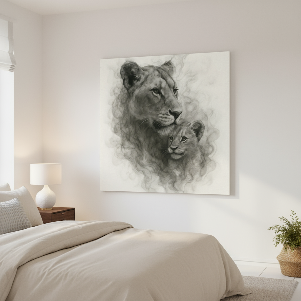 Lion and Cub smoke effect Canvas